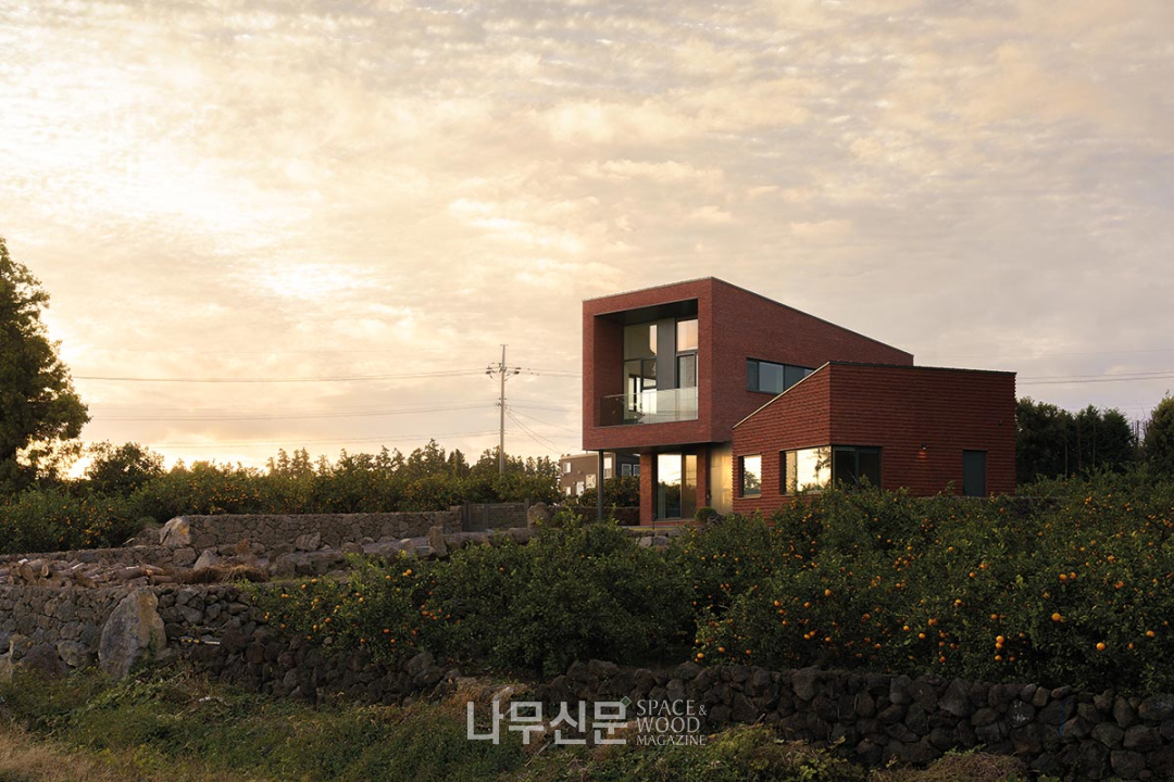 바다와 한라산이 집 안으로 들어온, 제주도 귤밭 사이 집